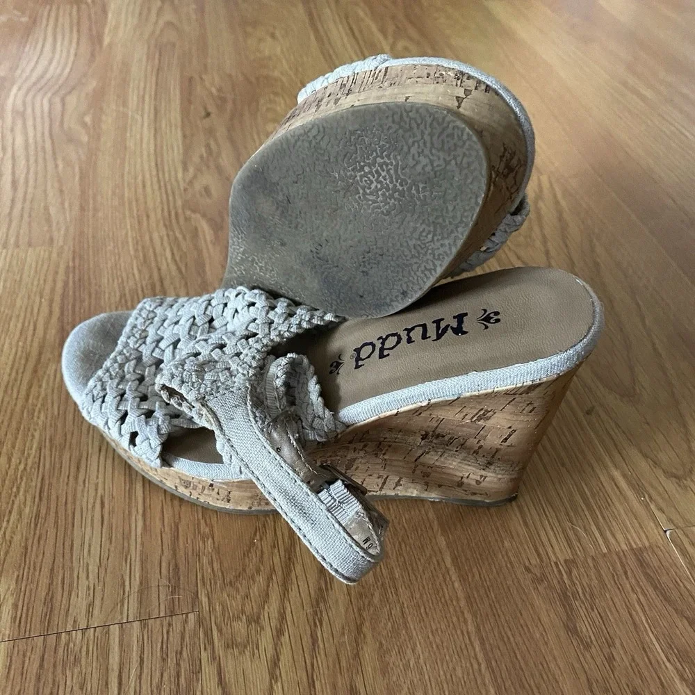 Vintage Y2K 2000s MUDD Beige Cork Chunky Platform Sandals Size 6‎